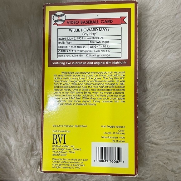 Video Sports Card - Willie Mays (VHS, 1990) - Picture 4 of 5